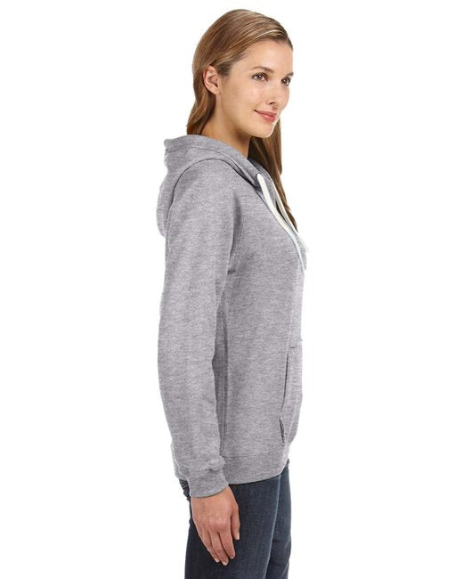 💫J America Ladies' Sydney Brushed V-Neck Hooded Sweatshirt