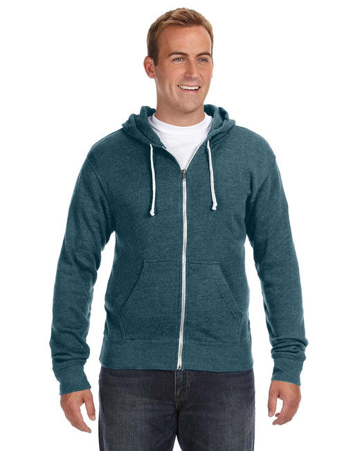 💫J America Adult Triblend Full-Zip Fleece Hooded Sweatshirt