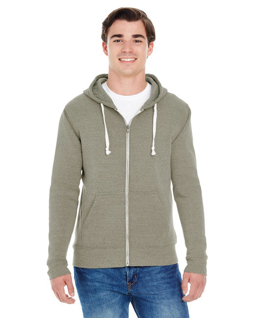 💫J America Adult Triblend Full-Zip Fleece Hooded Sweatshirt