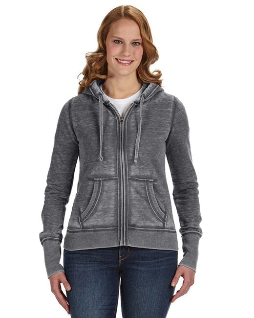 💫J America Ladies' Zen Full-Zip Fleece Hooded Sweatshirt