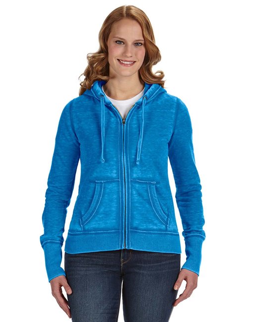 💫J America Ladies' Zen Full-Zip Fleece Hooded Sweatshirt