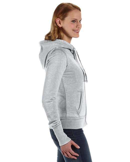 💫J America Ladies' Zen Full-Zip Fleece Hooded Sweatshirt