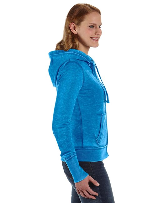 💫J America Ladies' Zen Full-Zip Fleece Hooded Sweatshirt