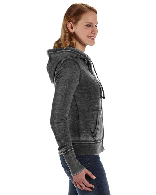 💫J America Ladies' Zen Full-Zip Fleece Hooded Sweatshirt