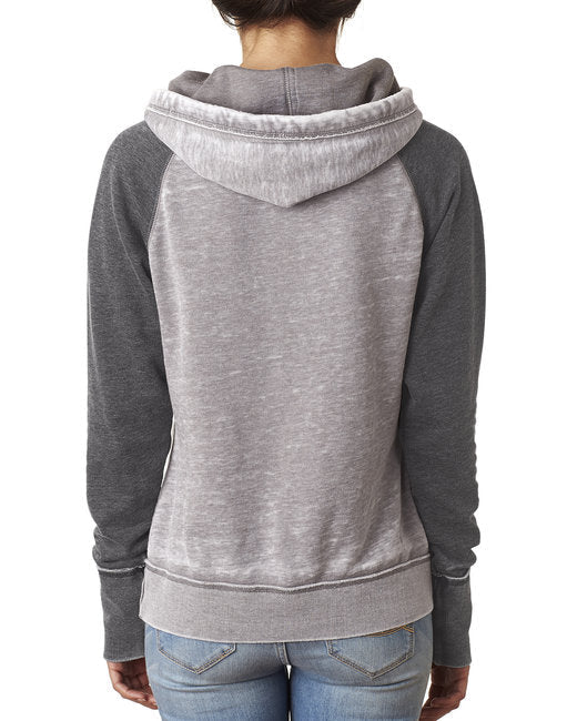 💫J America Ladies' Zen Contrast Pullover Hooded Sweatshirt Effortless Branding