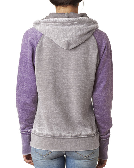 💫J America Ladies' Zen Contrast Pullover Hooded Sweatshirt Effortless Branding