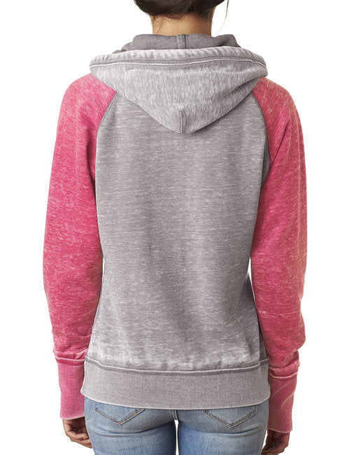 💫J America Ladies' Zen Contrast Pullover Hooded Sweatshirt Effortless Branding