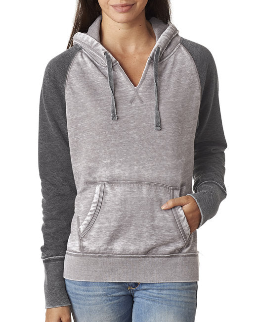 💫J America Ladies' Zen Contrast Pullover Hooded Sweatshirt Effortless Branding