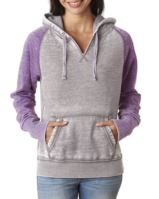💫J America Ladies' Zen Contrast Pullover Hooded Sweatshirt Effortless Branding
