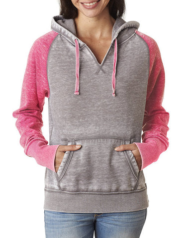 💫J America Ladies' Zen Contrast Pullover Hooded Sweatshirt