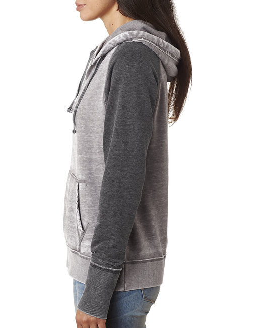 💫J America Ladies' Zen Contrast Pullover Hooded Sweatshirt Effortless Branding