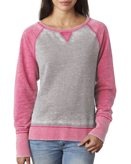 💫J America Ladies' Zen Contrast Crew Effortless Branding