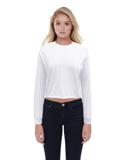 ✨StarTee Ladies' Long-Sleeve Crop Boyfriend T-Shirt